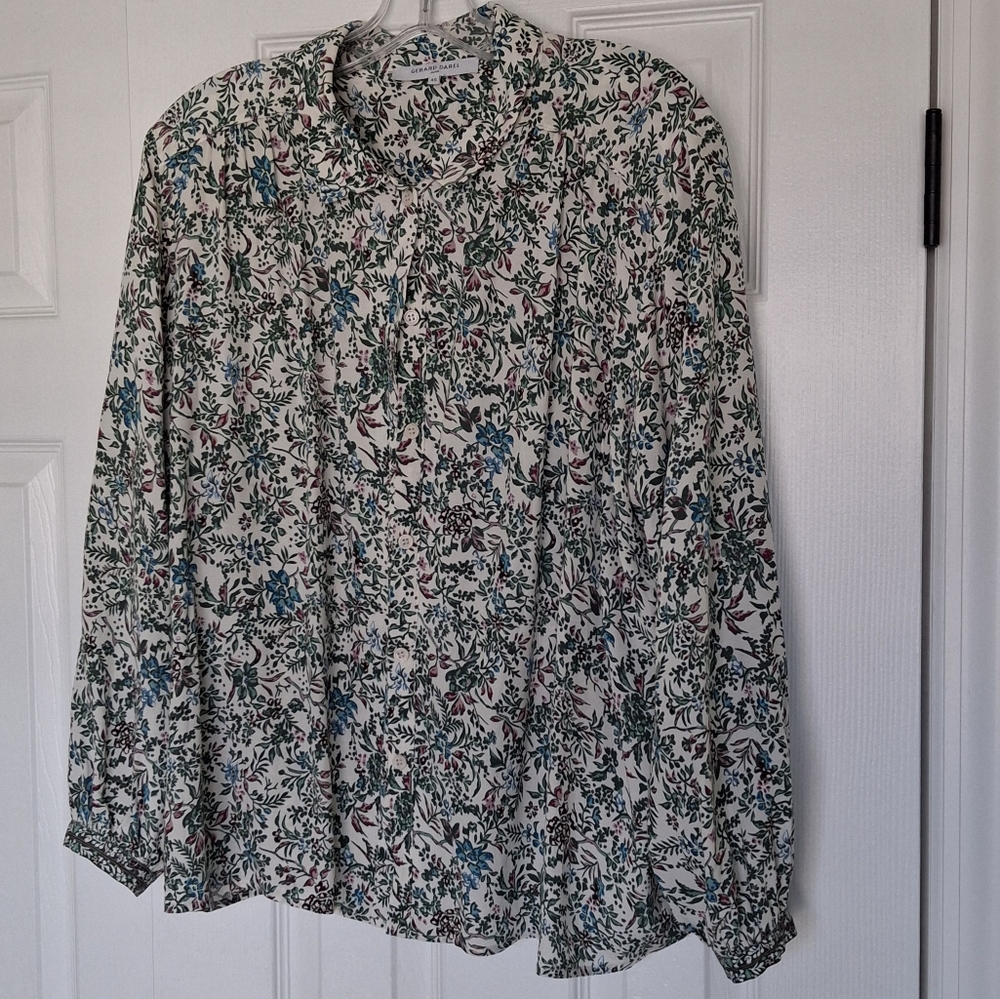 Gerard Darel Floral Print Women's Button Down Top Size 12 (EU 46)